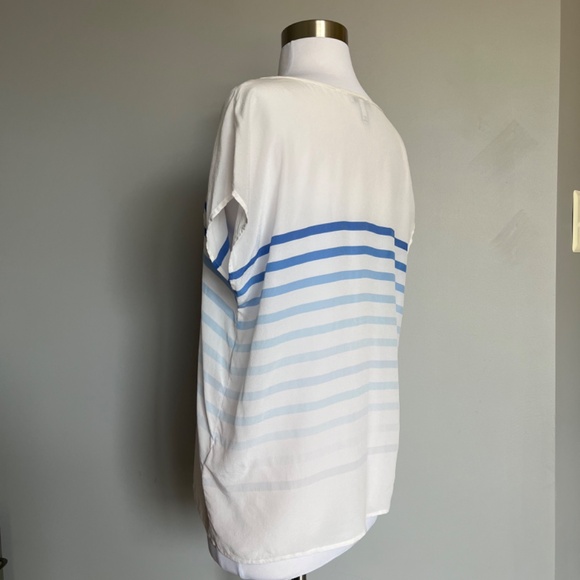 Joie Rain B Savory Silk Ombre Striped Casual Career White Relaxed Tee Blouse Top - Picture 5 of 12